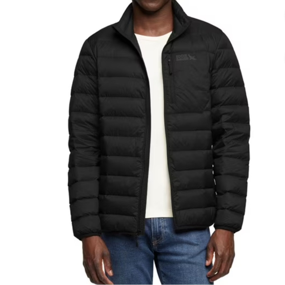 NEW Eddie Bauer Men 650 Down Lightweight Puffer Packable Jacket Black S-3XL $129